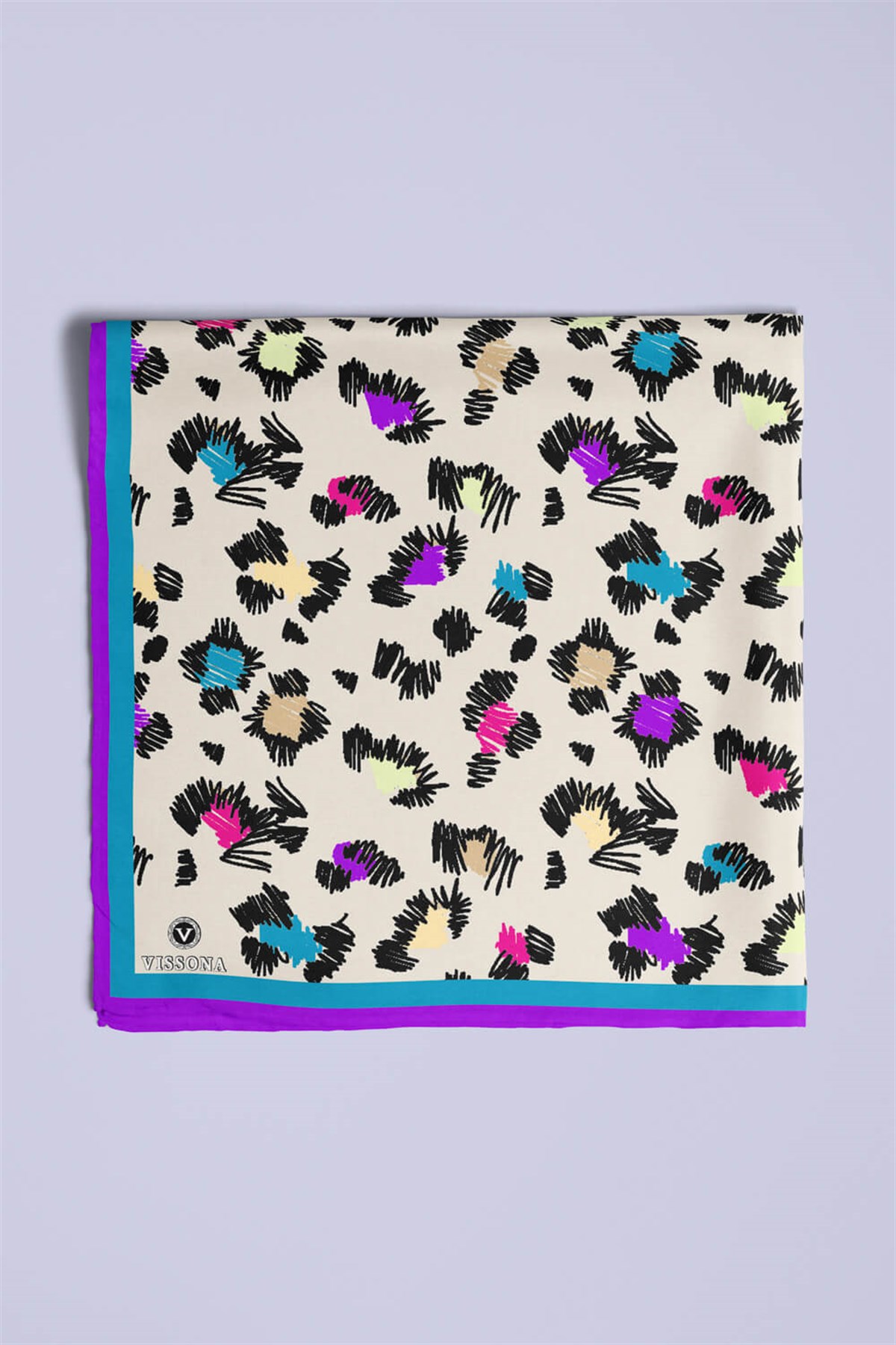 Vissona Leopar Desenli İpek Bandana