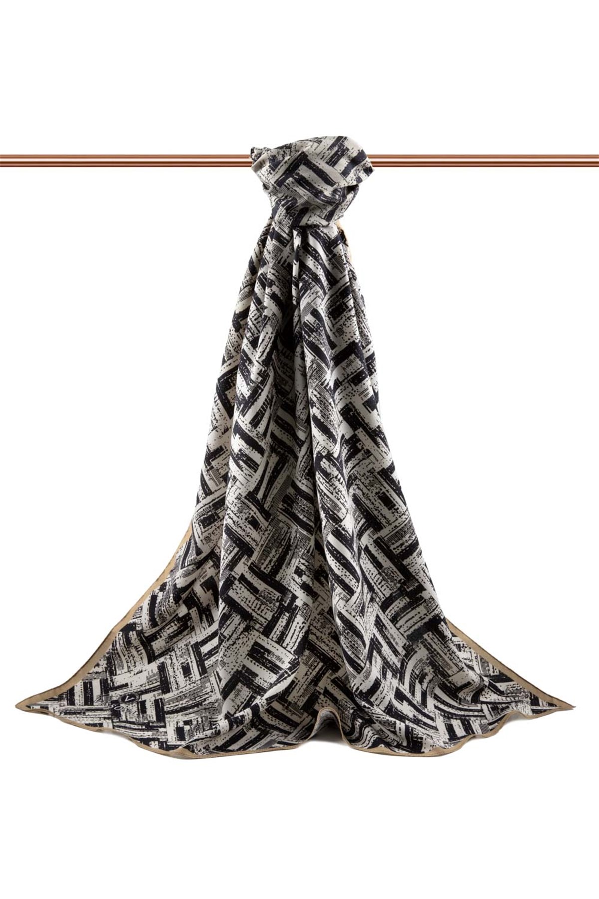 KREP DEGRADELİ ÇİZGİ DESENLİ VİZON RENKLİ 75X195 KIRIŞMAZ ŞAL