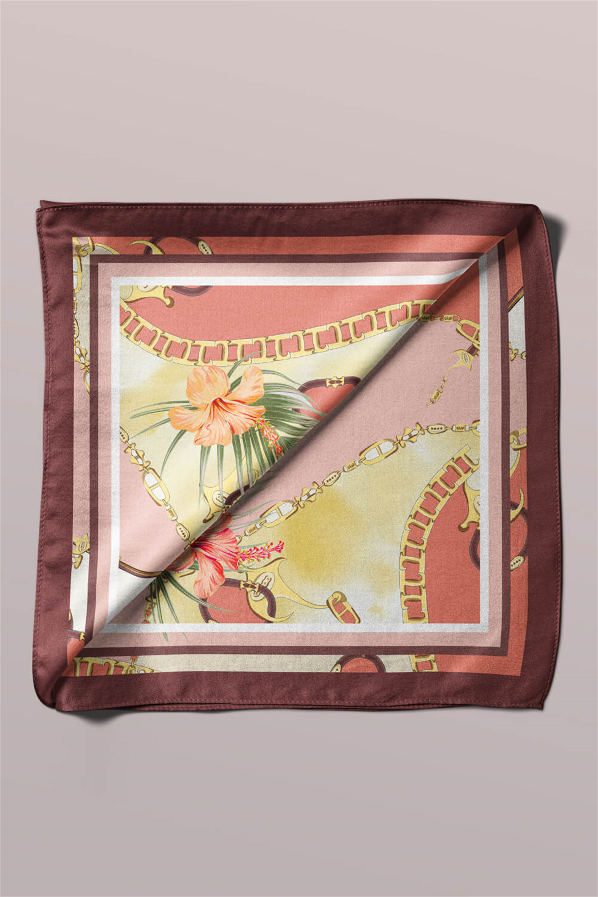 E119 FLOWERS ZİNCİR TASARIMLI BANDANA DG11990