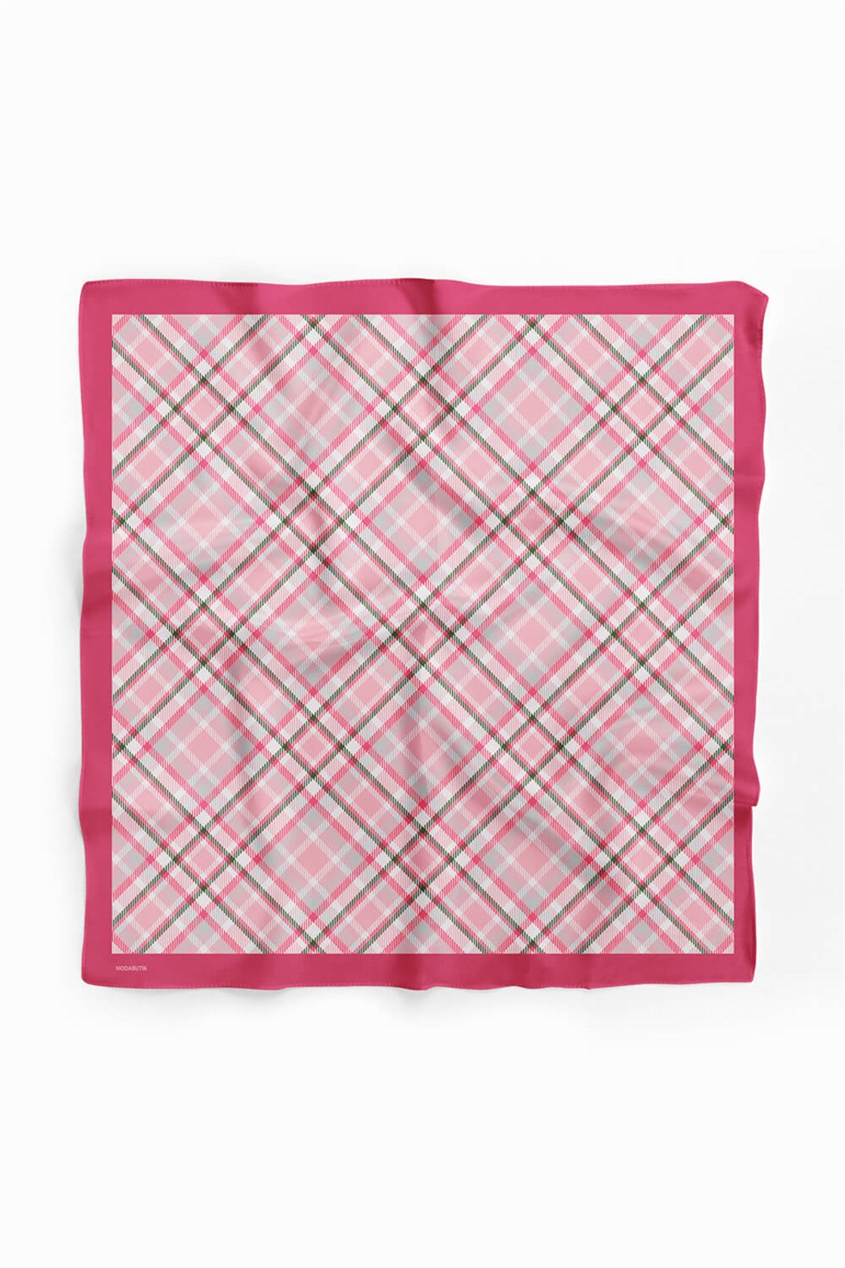 Violla D82 Kadın Ekose  Desenli Bandana 50x50 Pembe DG0201-22
