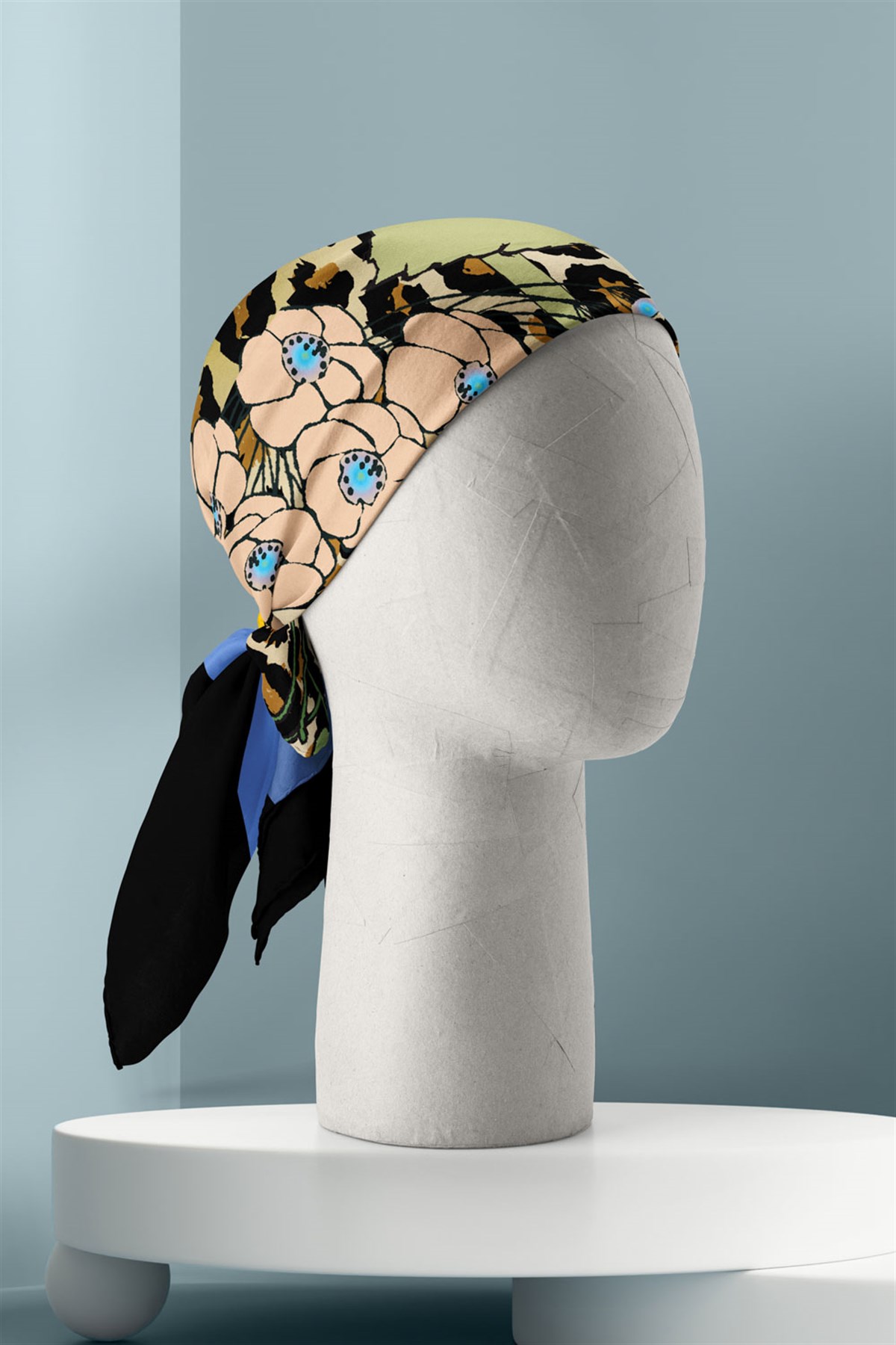 Violla B96 Kadın Sarı Çiçek Desenli 50x50 Bandana