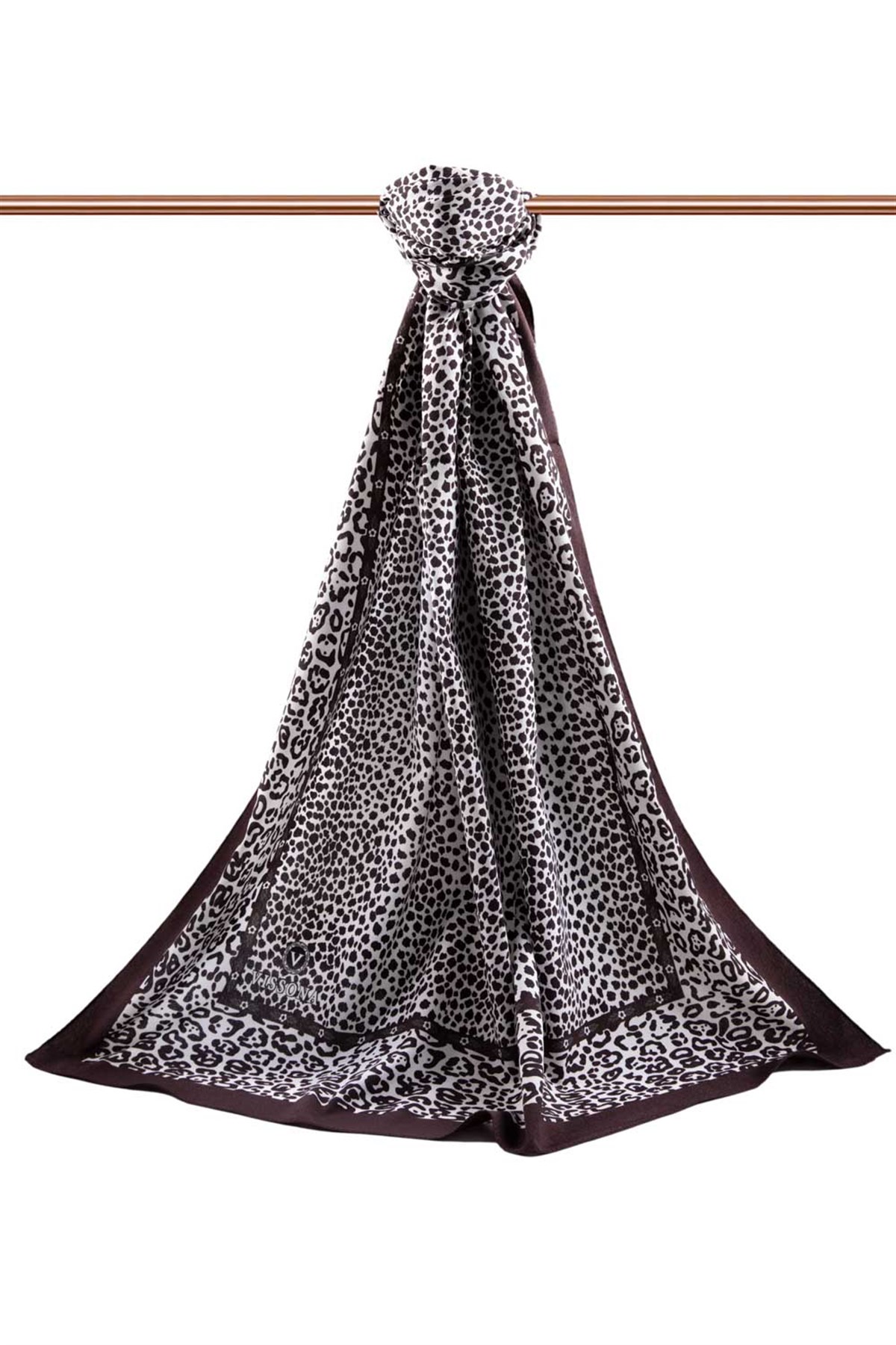 KREP LEOPAR DESENLİ KAHVERENGİ RENKLİ 75X195 KIRIŞMAZ ŞAL