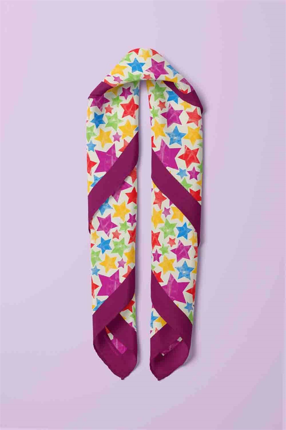 Violla F35 Kadın Mor  Stars Desenli 50x50 Bandana HYL DG0521-22