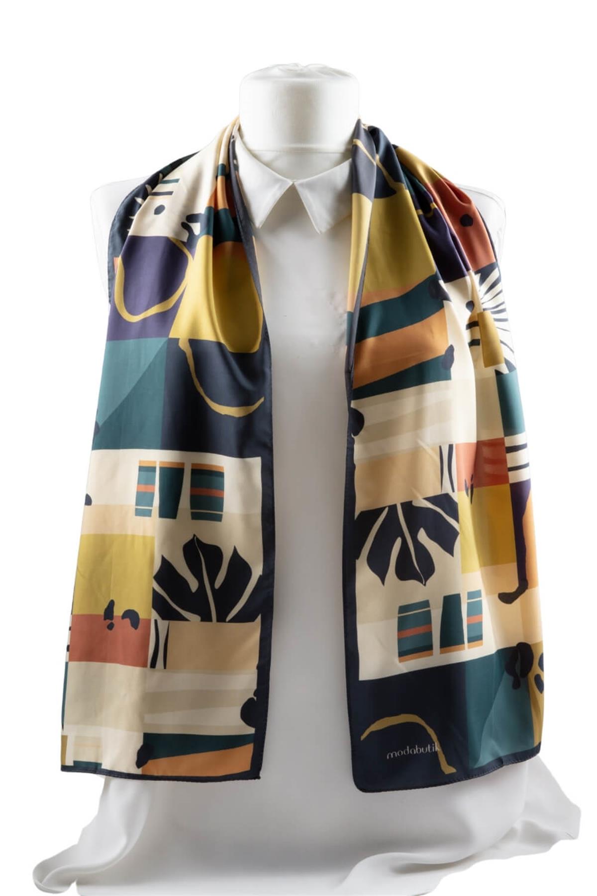 I87 Modabutik Geometrik Desenli Kadın Fular