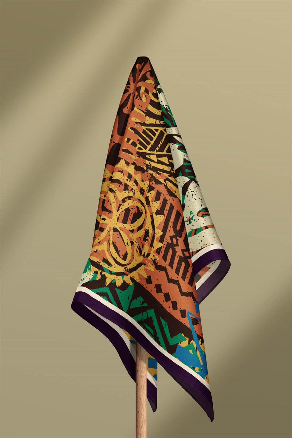 Vissona Yaprak Desenli İpek Bandana