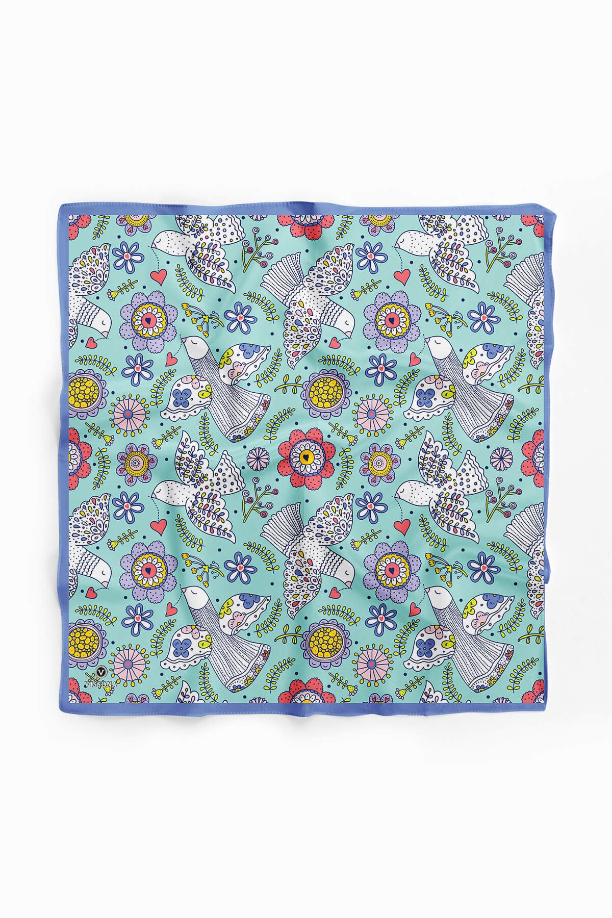 %100 İpek Kuş Desenli Kadın Bandana