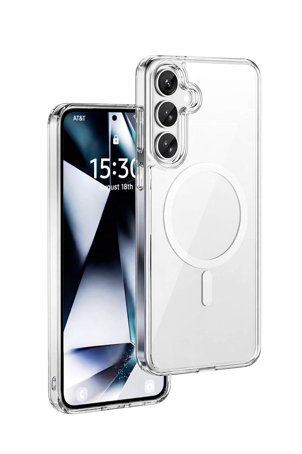 Samsung Galaxy S26 Uyumlu Kamera Korumalı Magsafe Wireless Şarj Özellikli Lüks Şeffaf Silikon Telefon Kılıfı