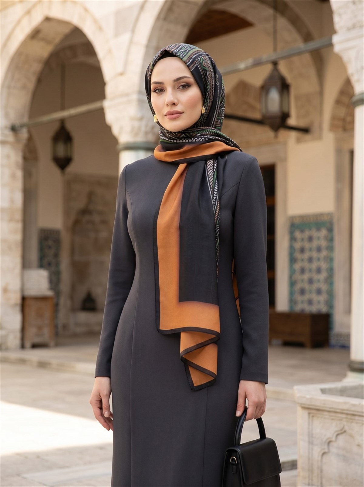 %100 İPEK ETNİK DESENLİ TABA - ZÜMRÜT YEŞİLİ RENKLİ ŞAL