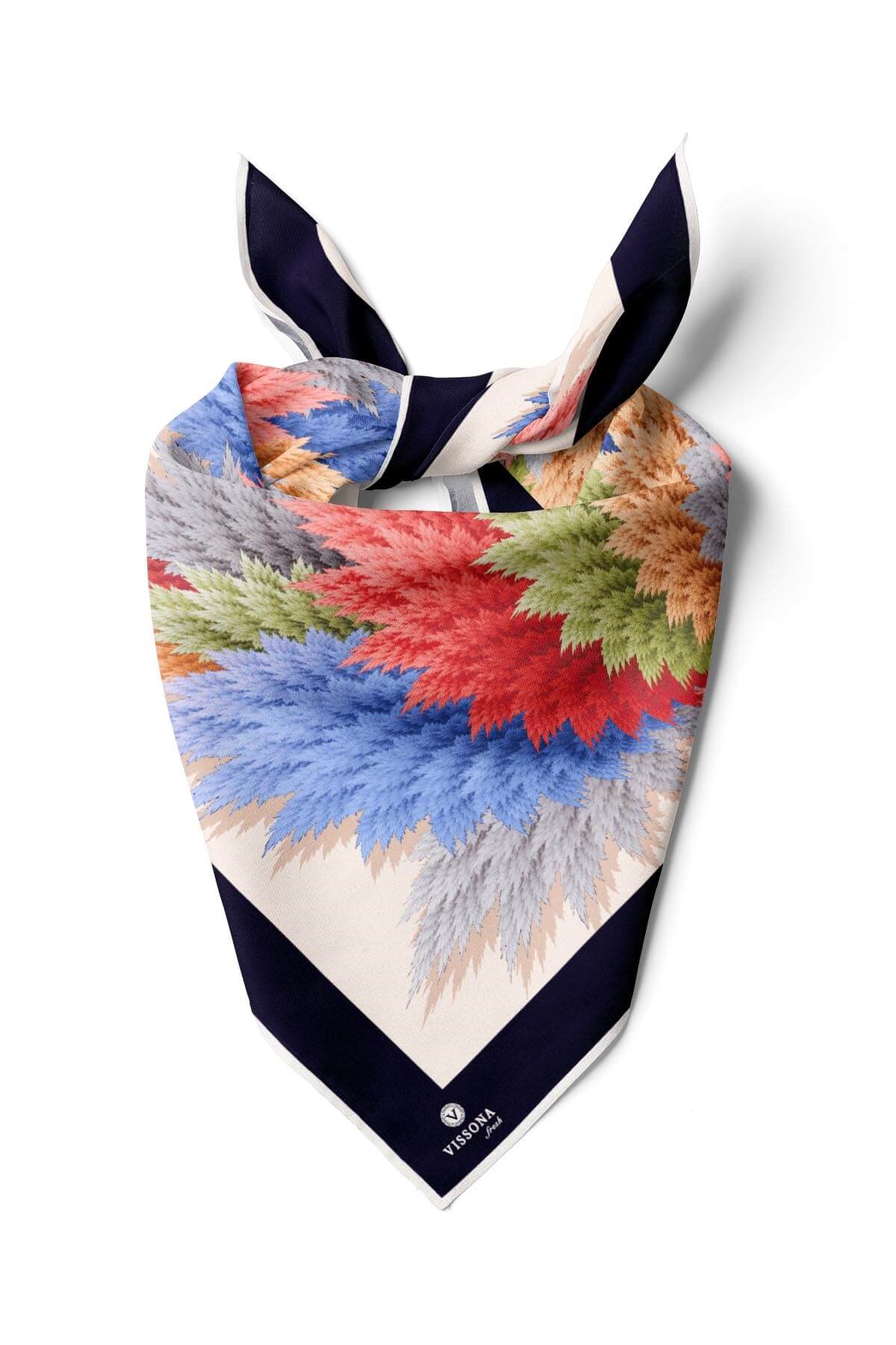 %100 İpek Kadın Desenli Bandana 80x80