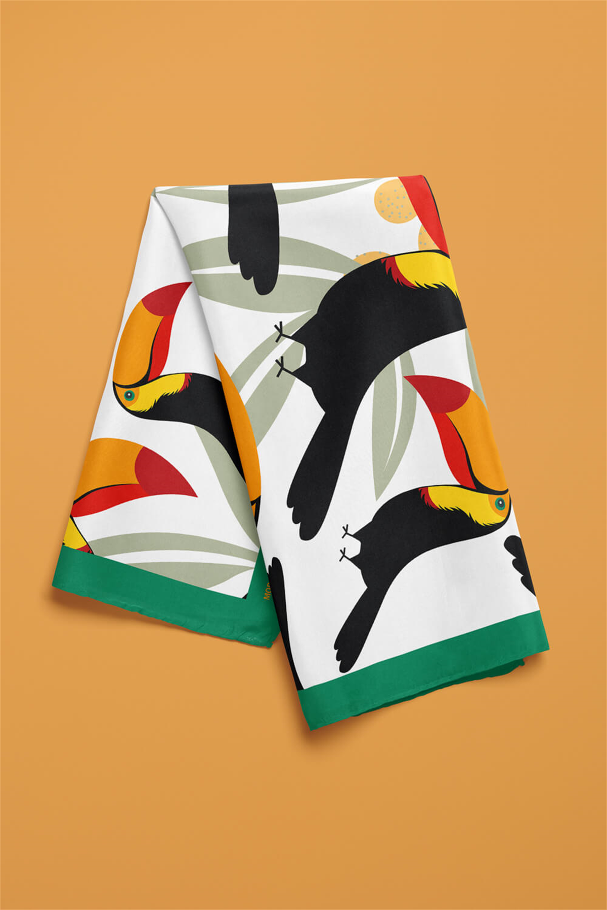 Y40 Kadın Tropik Desenli Bandana 50x50 Turuncu DG0180-22 Snz