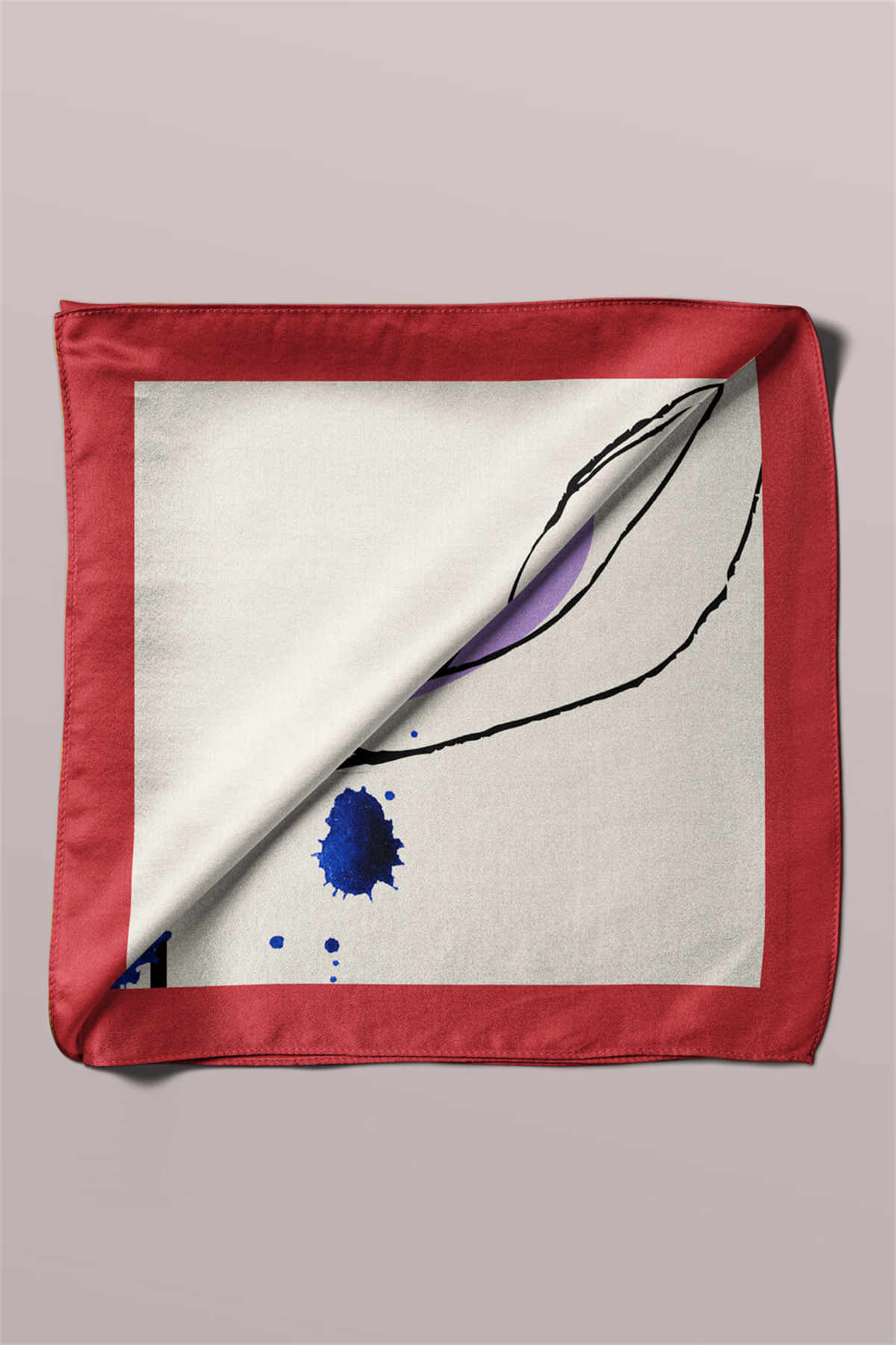 V12 Kadın Portre Desenli Bandana 50x50 Gri Mavi DG0489-22