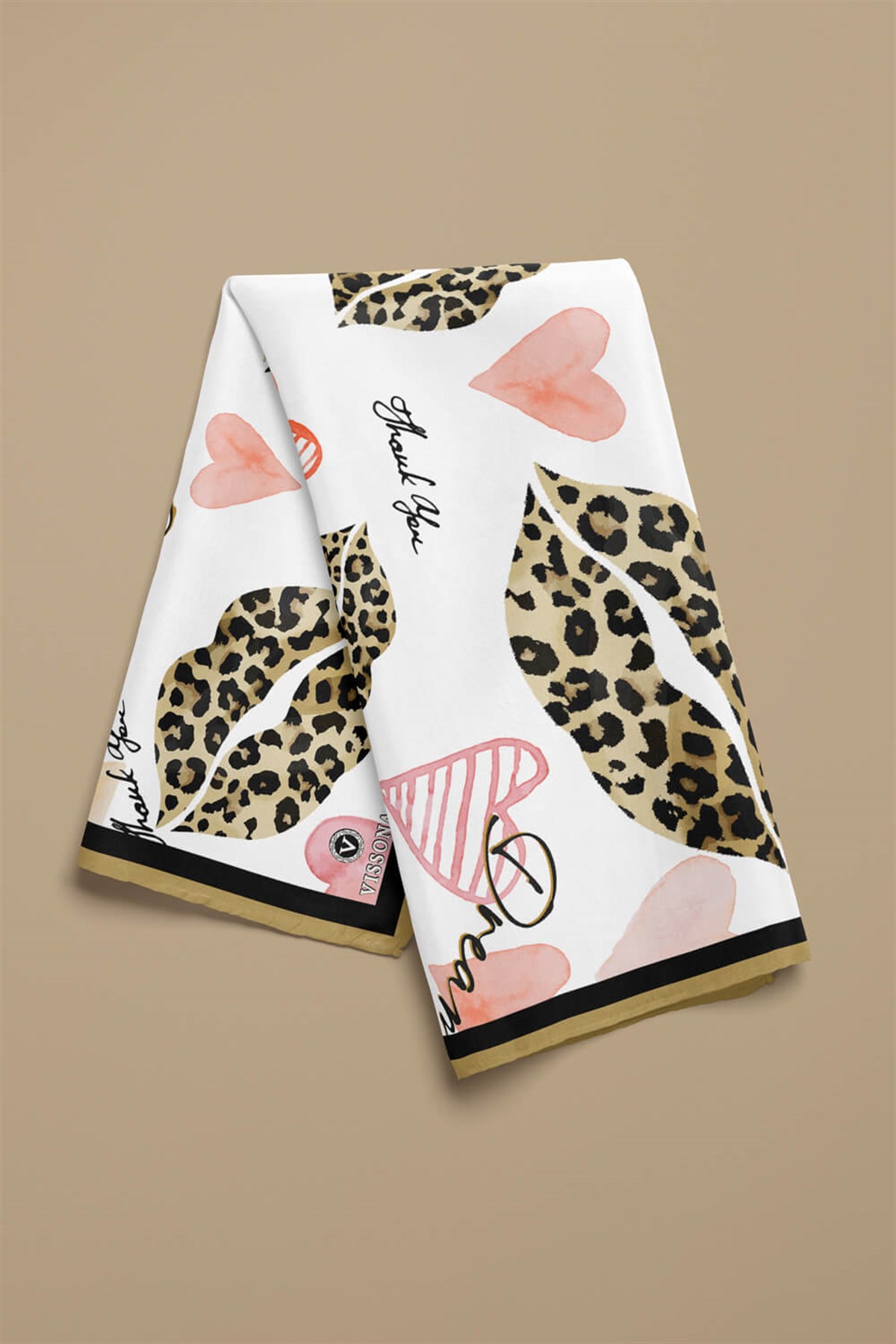 Vissona Dudak Desenli İpek Bandana