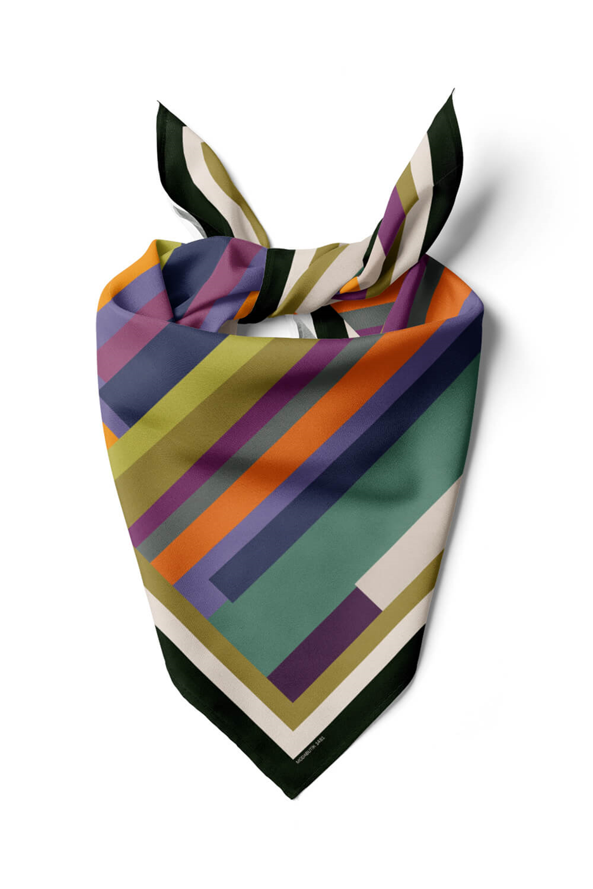 E7 Kadın Mor Krem Çizgi Desenli 50x50 Bandana HYL DG01481-22