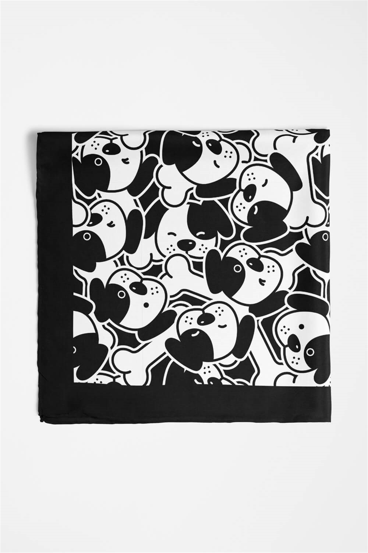 A14 Siyah Beyaz Köpek Bandanası Premium Özel Üretim 55X55 DG2063