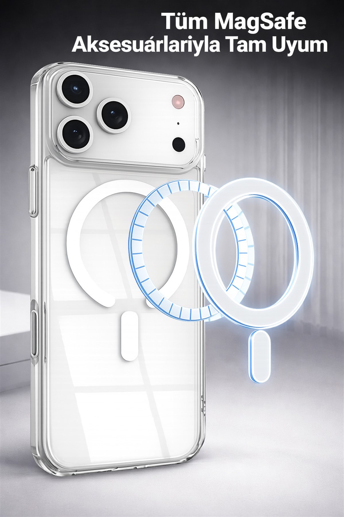 iPhone 17 Pro Uyumlu Kamera Korumalı Magsafe Wireless Şarj Özellikli Lüks Şeffaf Silikon Telefon Kılıfı