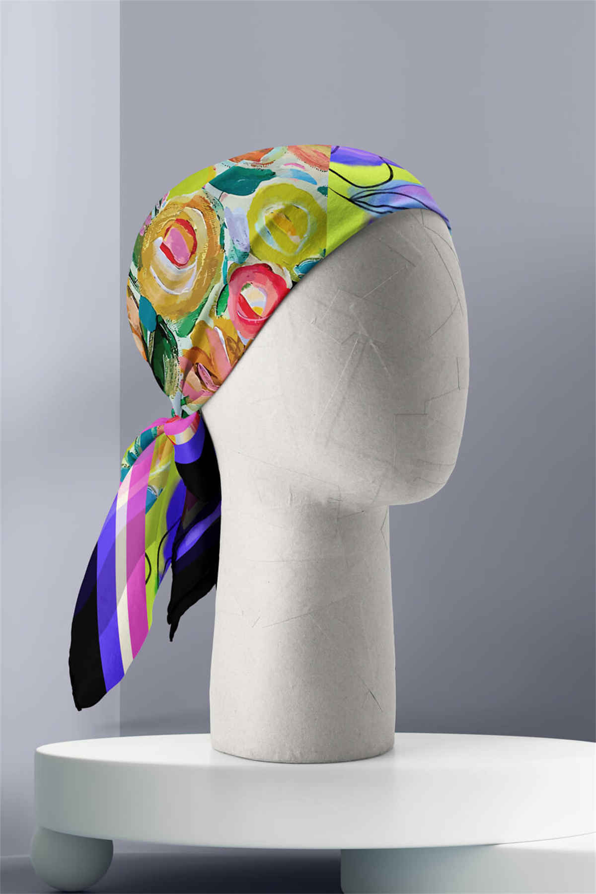 G109 OIL PAINT TASARIMLI BANDANA DG12459