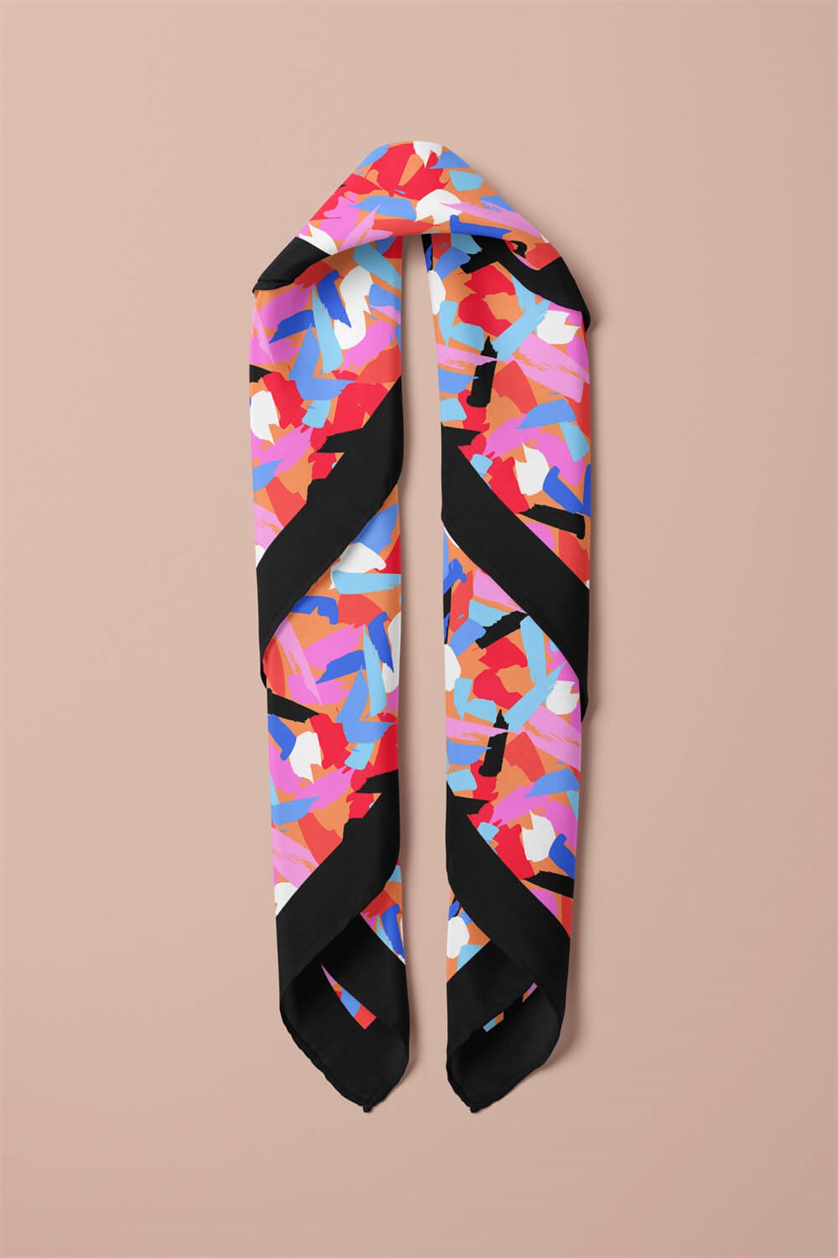 Violla B39 Kadın Çok Renkli Fırça Efekli Desenli 50x50 Bandana HYL DG0758-22