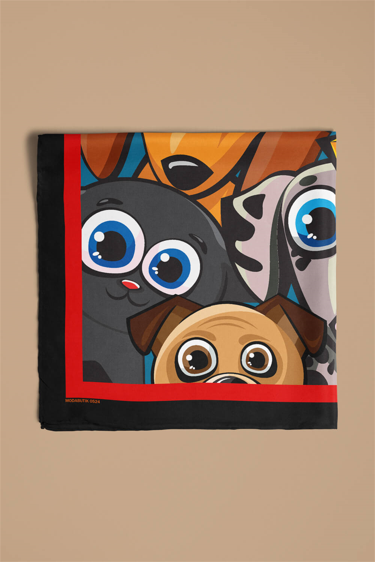 H27 Kadın Karışık Animal Friends Desenli 50x50 Bandana HYL DG0524-22