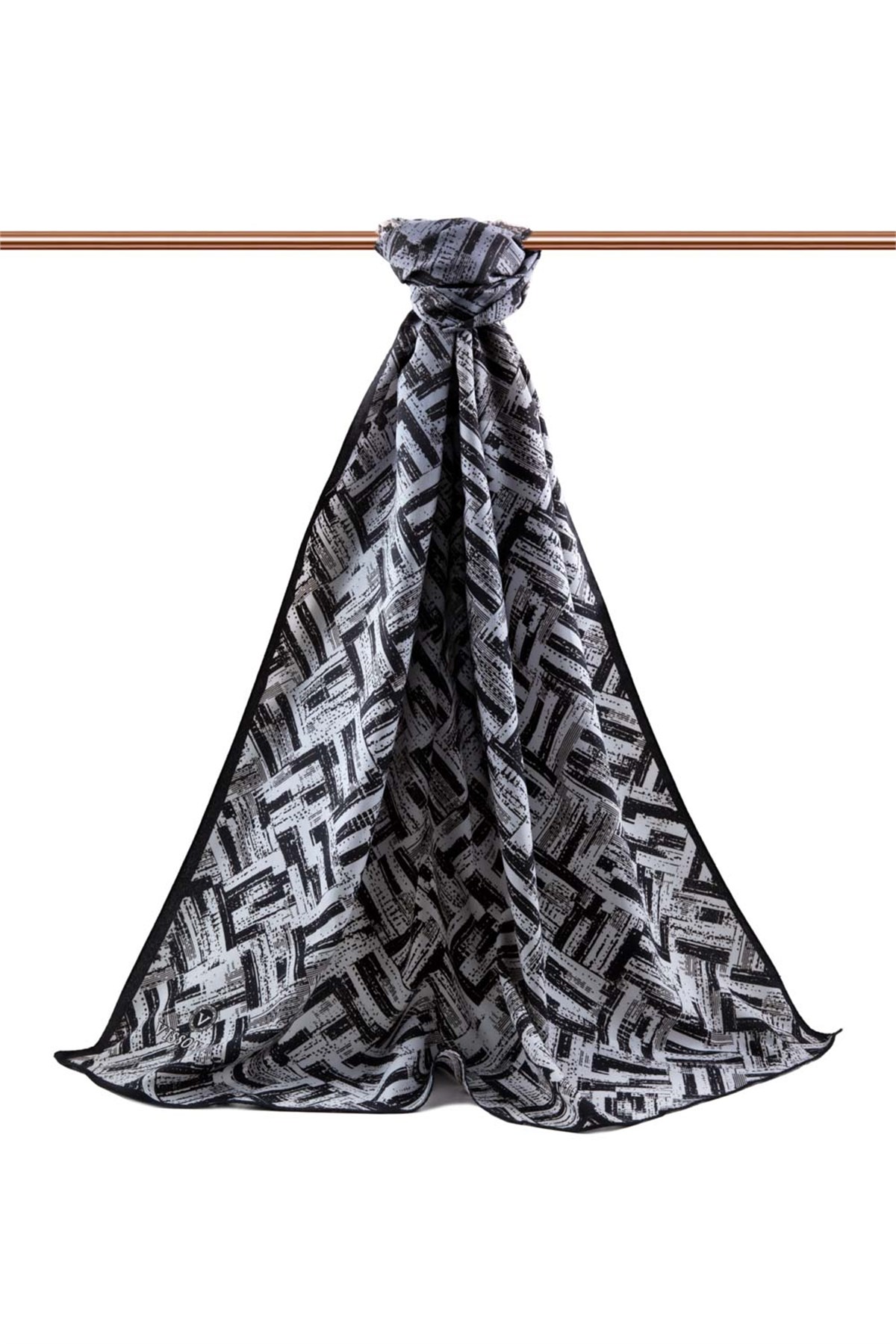 KREP DEGRADELİ ÇİZGİ DESENLİ İNDİGO RENKLİ 75X195 KIRIŞMAZ ŞAL