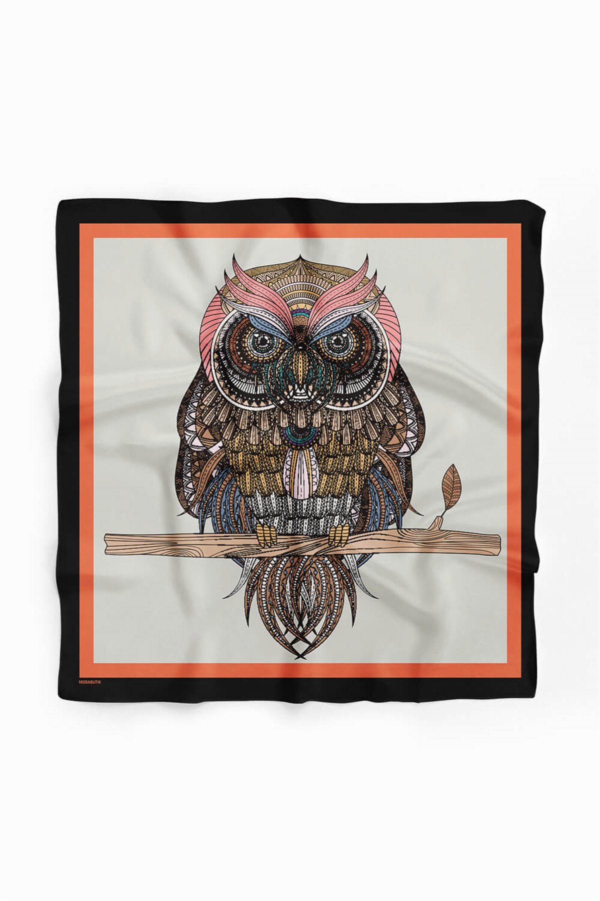 Violla D73 Kadın Krem Ethnic Owl Desenli 50x50 Bandana HYL DG0660-22