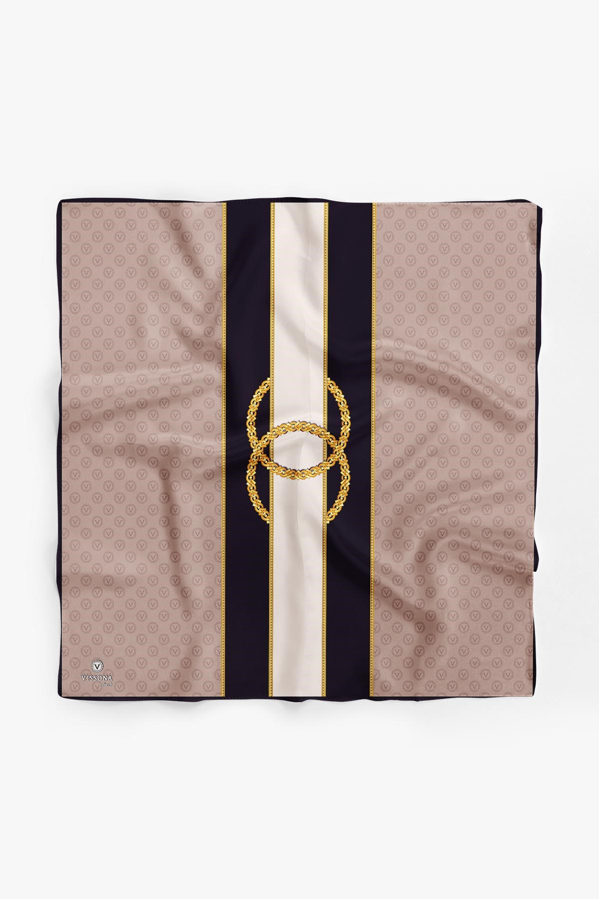 %100 İpek Kadın Desenli Bandana 80x80