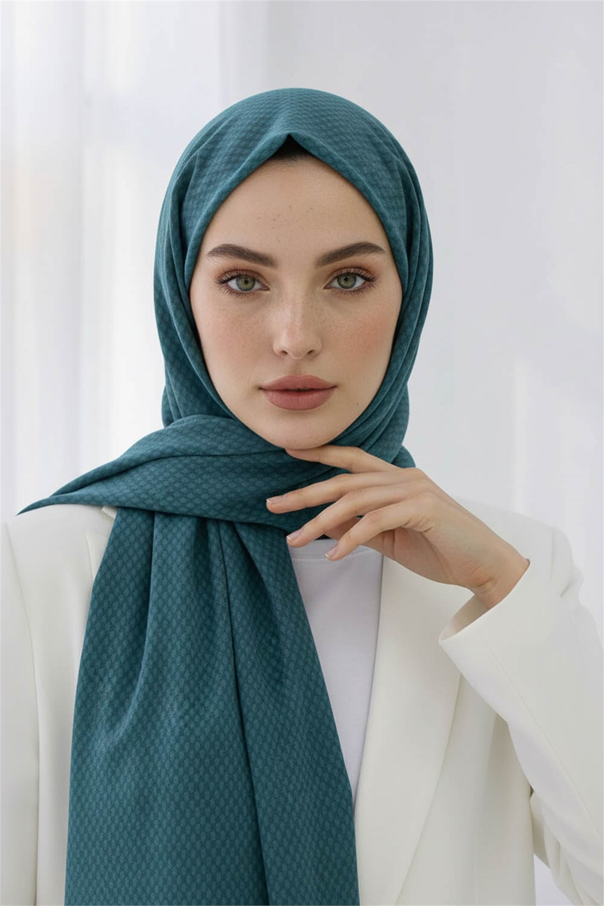 KREP HASIR DESENLİ PETROL YEŞİLİ RENKLİ 75X195 KIRIŞMAZ ŞAL