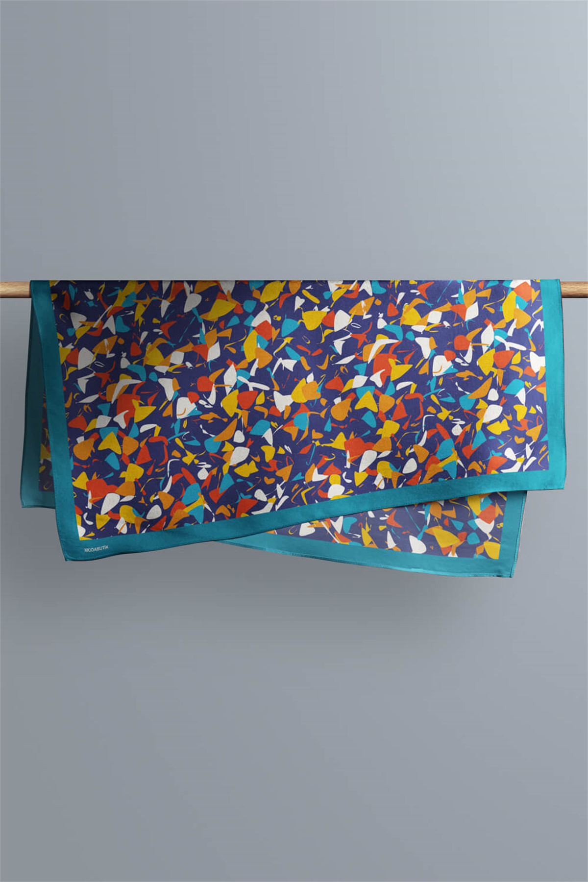 D100 Kadın Mix Desenli Bandana 50x50 Lacivert DG0179-22