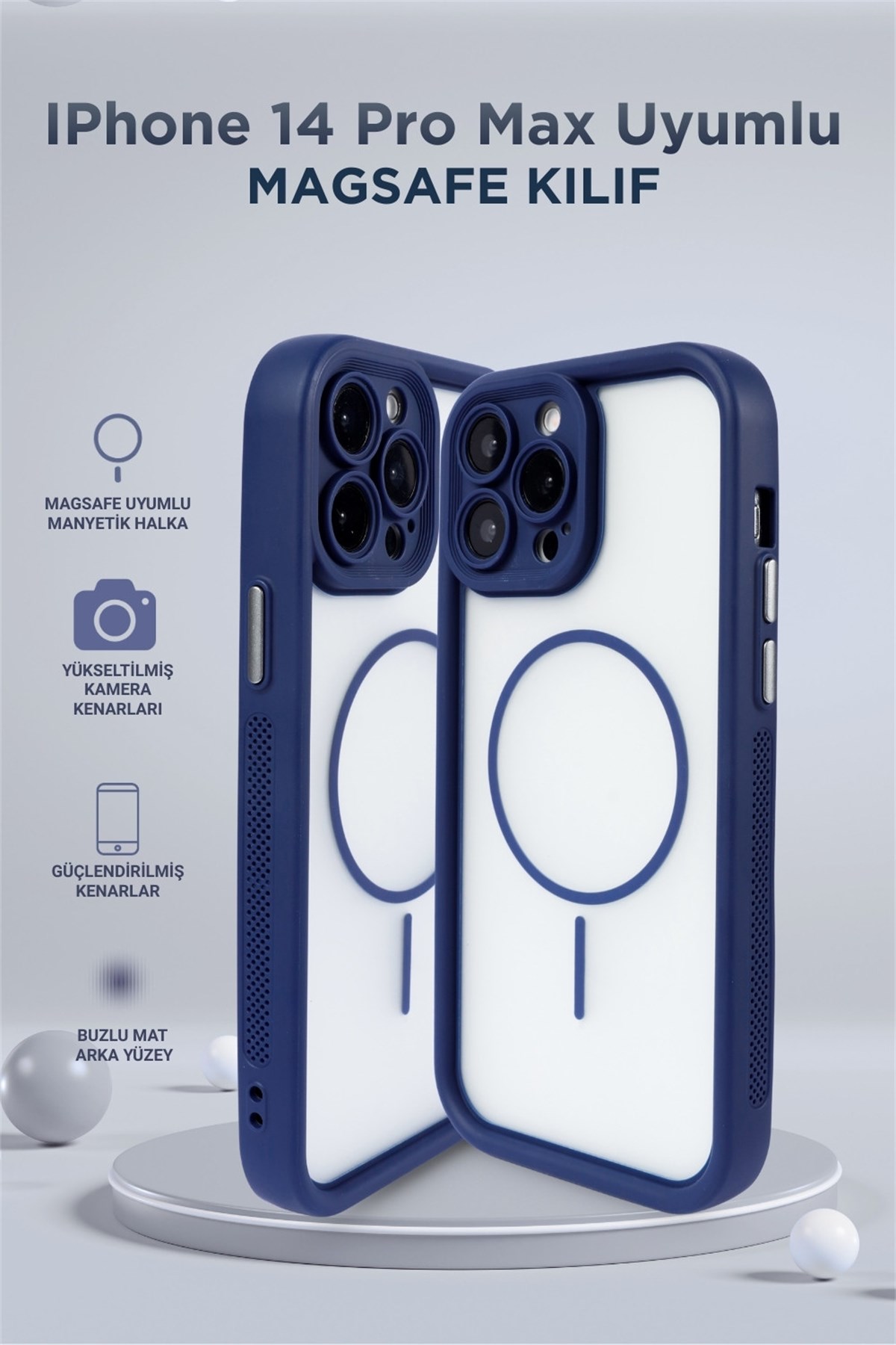 iPhone 14 Pro Max Kılıf – Kamera Korumalı – MagSafe Uyumlu – Siyah Renk – Mat Silikon Telefon Kılıfı