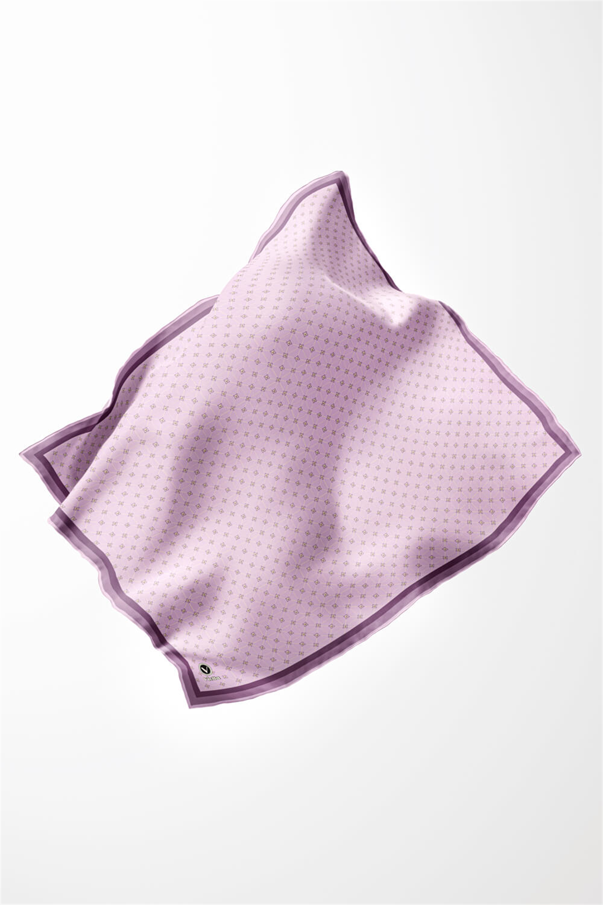 Twill Monogram Desenli Lila Renkli 90x90 Eşarp (İpek İçermez) Kenar Dikiş Şekli El Dikişli