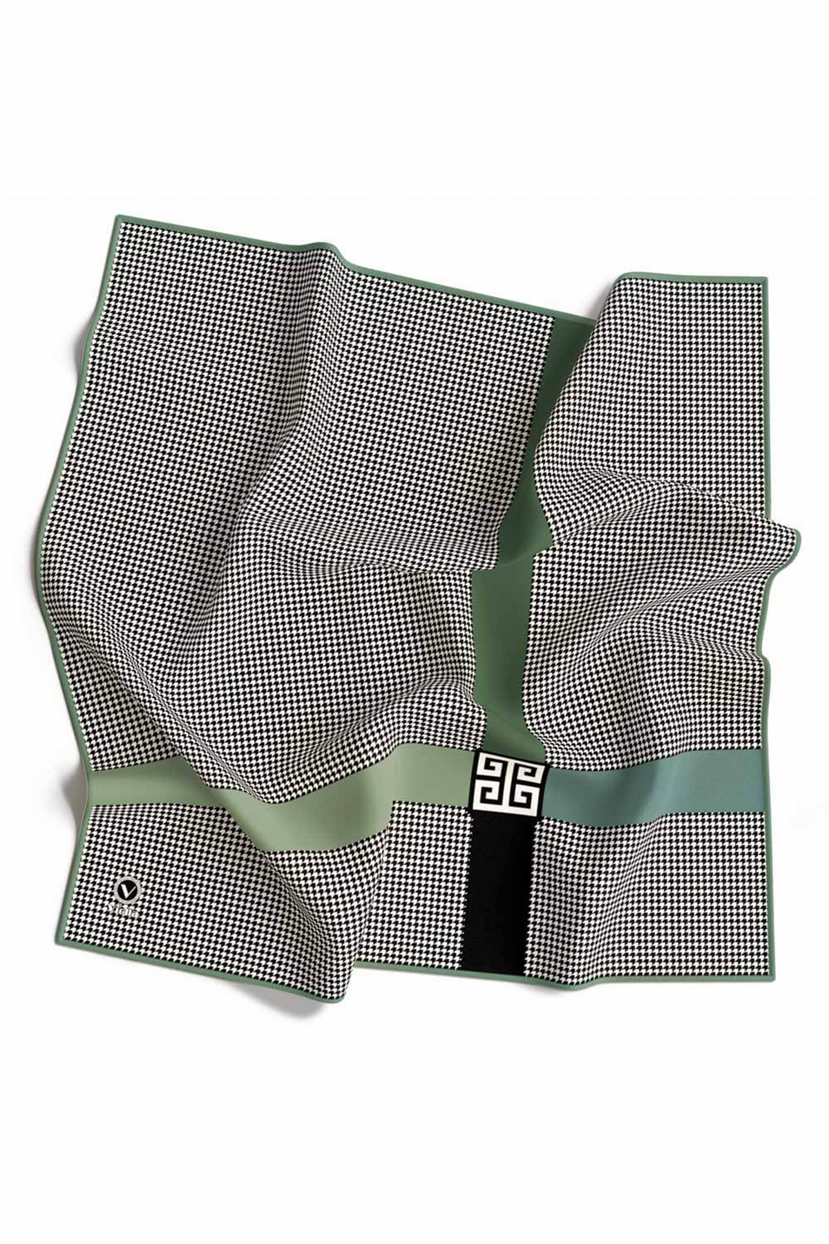 Twill Kazayaklı Şerit Desenli Mint Yeşili Renkli 90x90 Eşarp (İpek İçermez) Dikim Şekli : El Dikişi