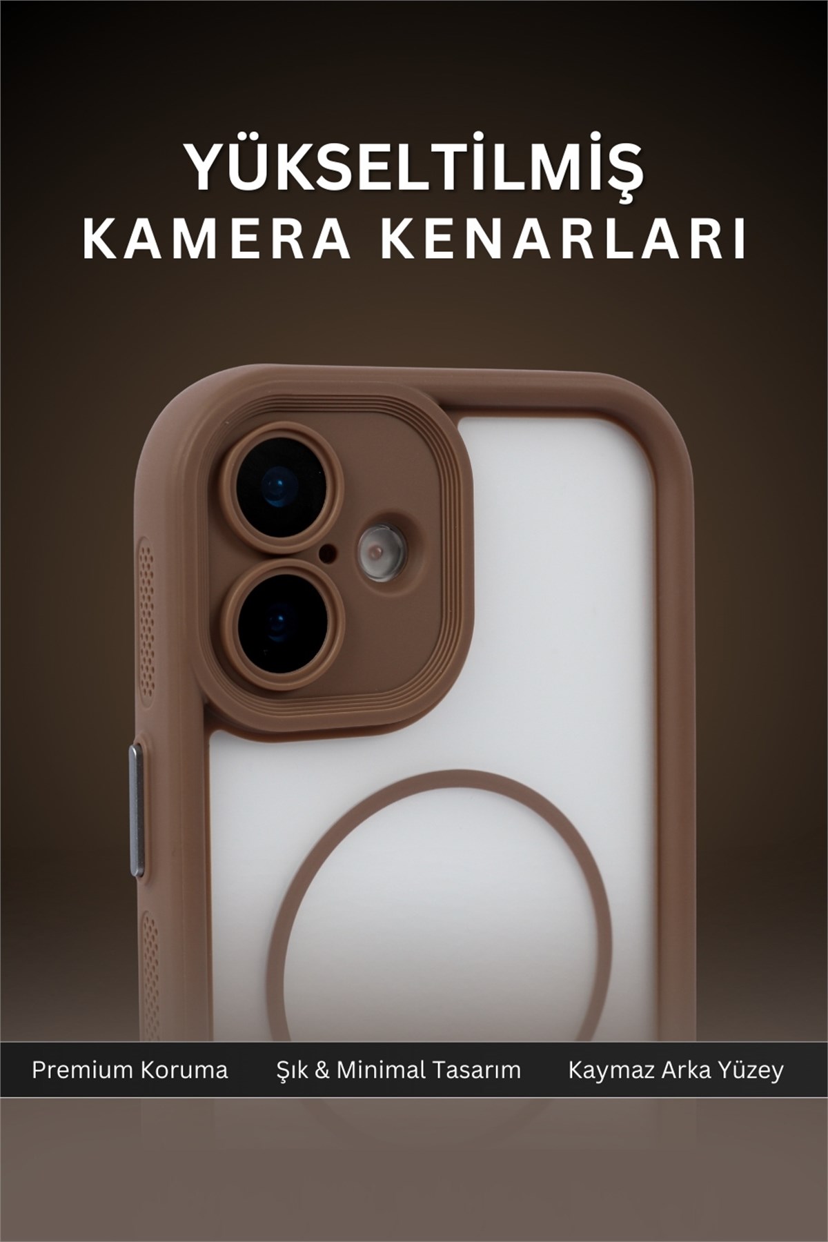iPhone 17 Kılıf – Kamera Korumalı – MagSafe Uyumlu – Haki Renk – Mat Silikon Telefon Kılıfı