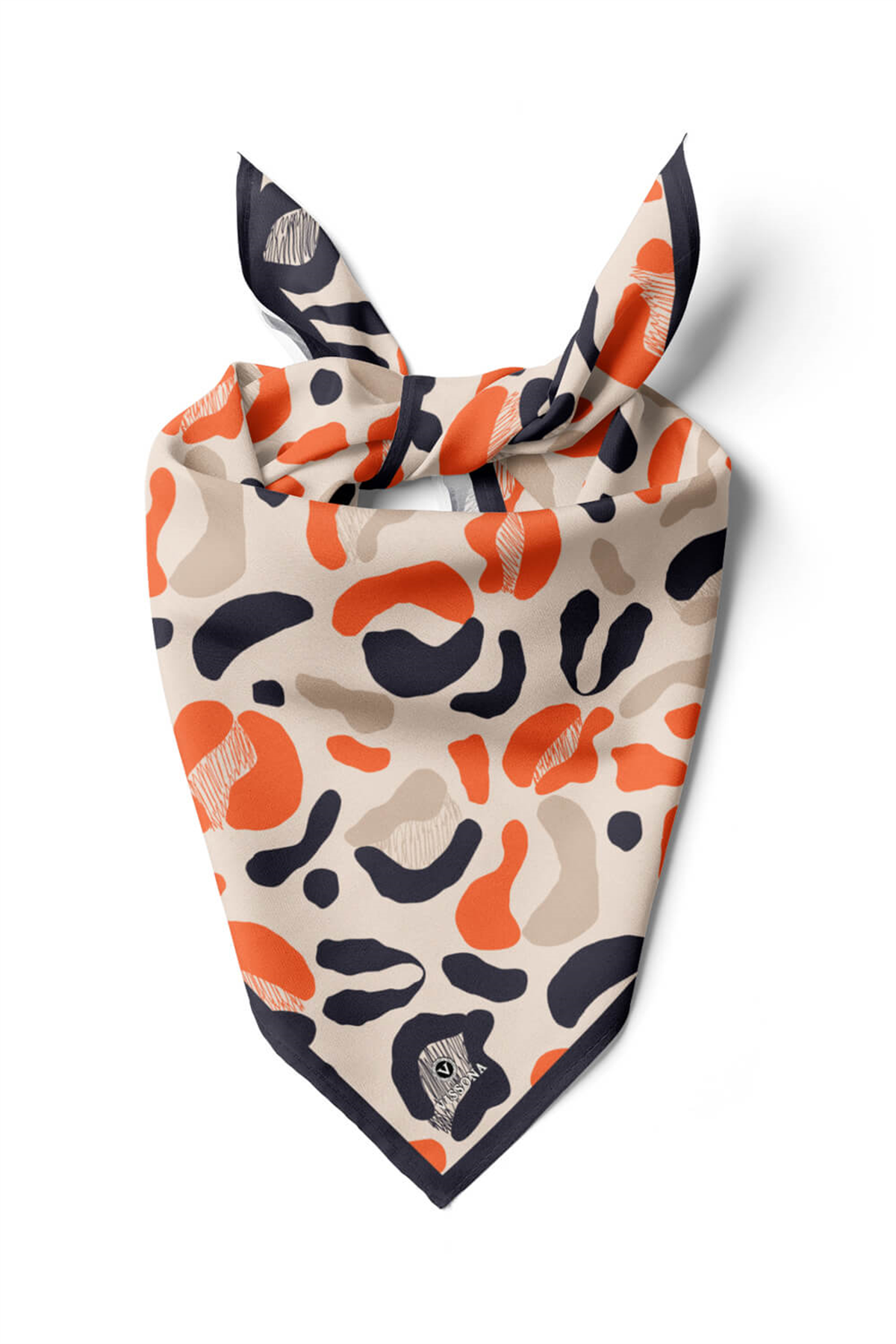 Saten İpek Leopar Desenli Kadın Bandana