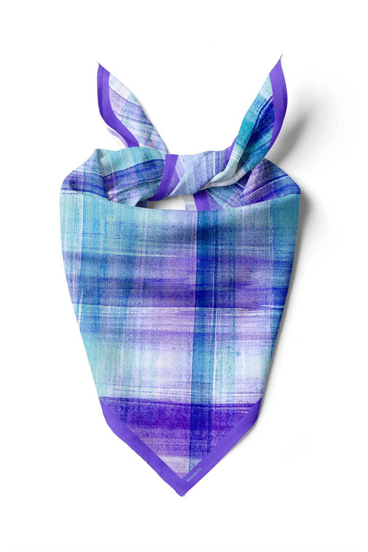 Violla D47 Kadın Egzotik Desenli Bandana 50x50 Mavi DG0279-22
