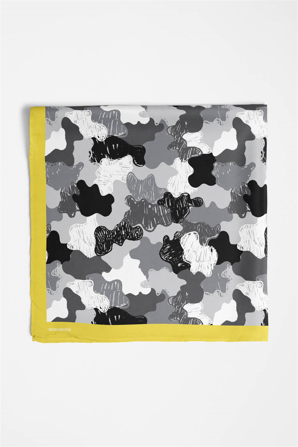 D98 Kadın Egzotik Desenli Bandana 50x50 Gri DG0255-22