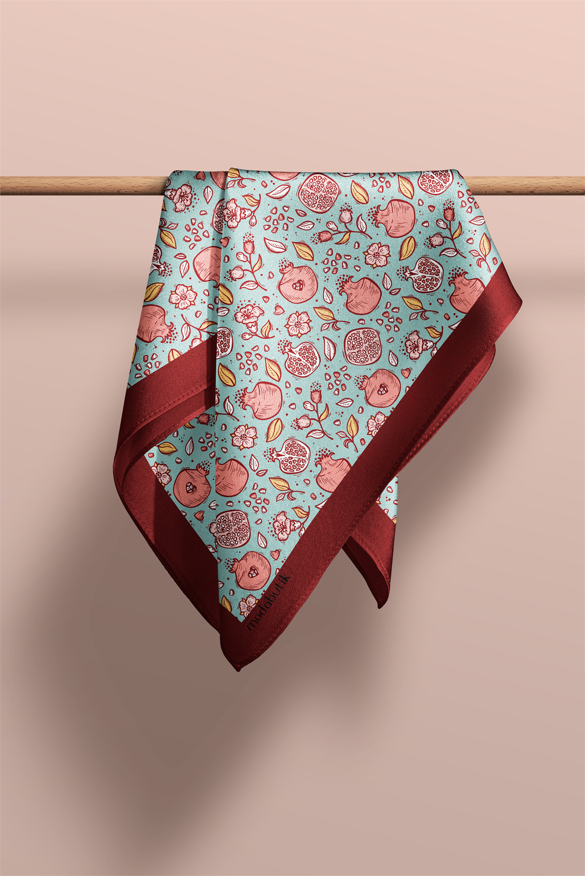 Kadın Açık Mavi Küçük Nar Desenli 50x50 Bandana DG0736