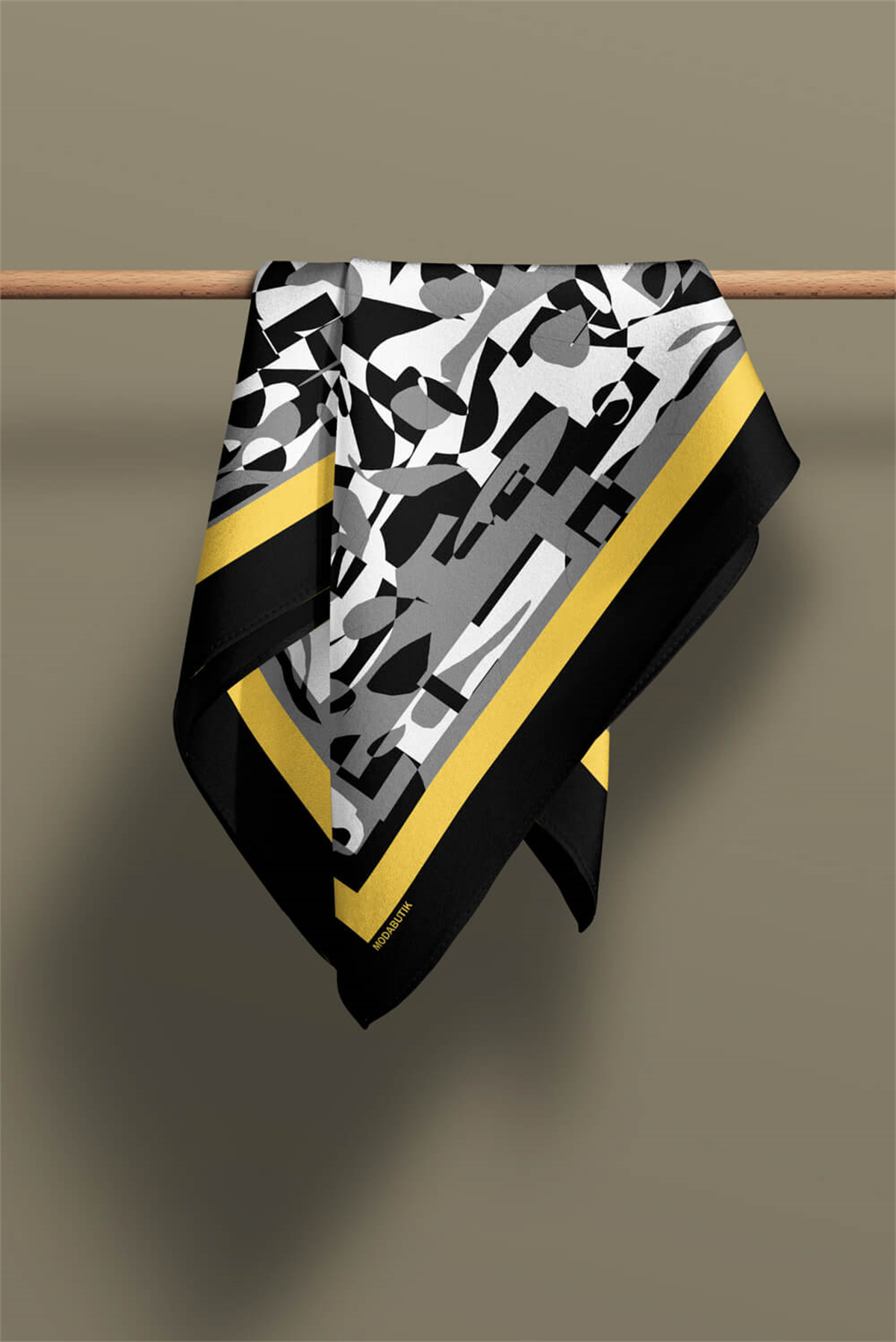 Kadın Siyah Beyaz Complex Desenli 50x50 Bandana HYL DG0976-22