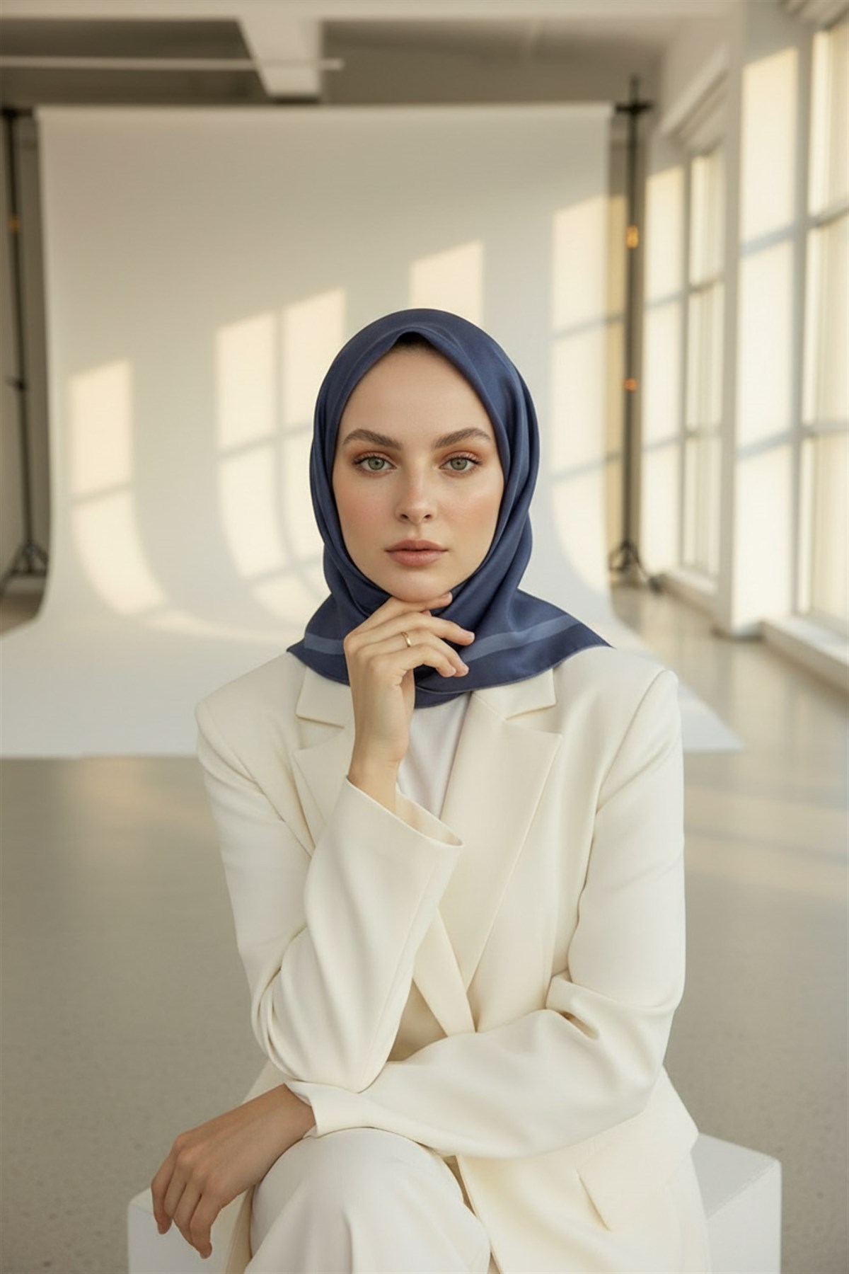100% Twill İpek Düz Renk Bordür Desenli Gri Renkli Daha Tok Exclusive Serisi 90x90 Dikim Şekli : El Dikişi Eşarp