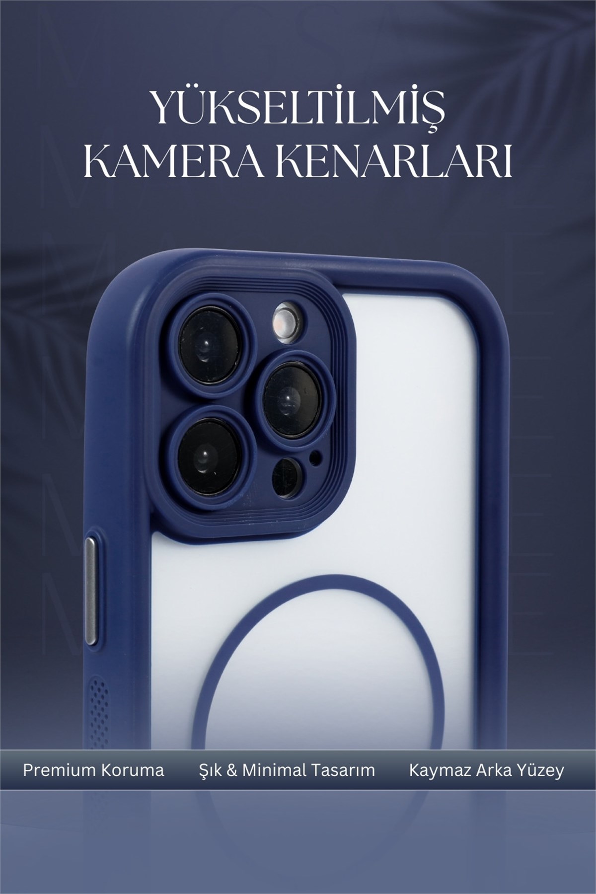 iPhone 13 Pro Max Kılıf – Kamera Korumalı – MagSafe Uyumlu – Lacivert Renk – Mat Silikon Telefon Kılıfı