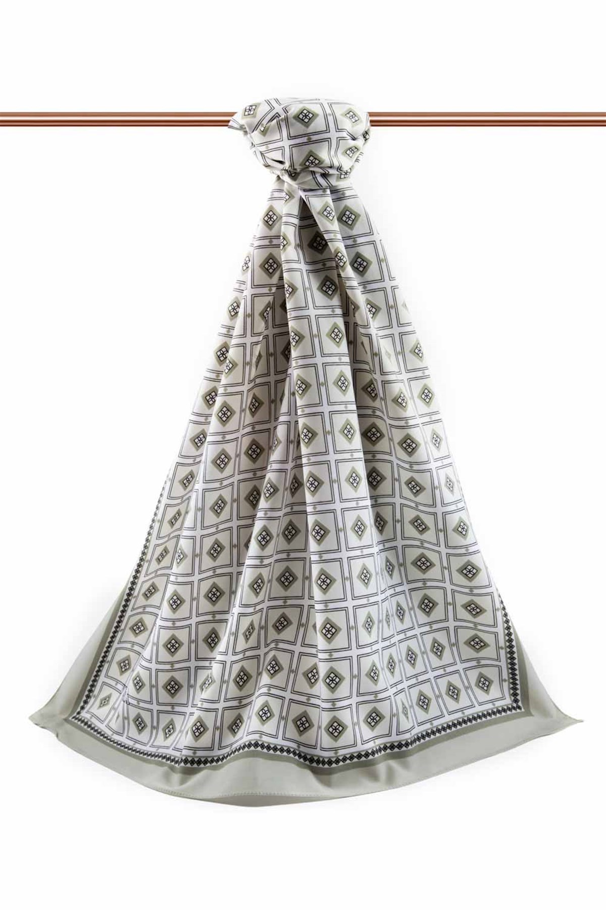 KREP KARE DESENLİ KÜF YEŞİLİ RENKLİ 75X195 KIRIŞMAZ ŞAL