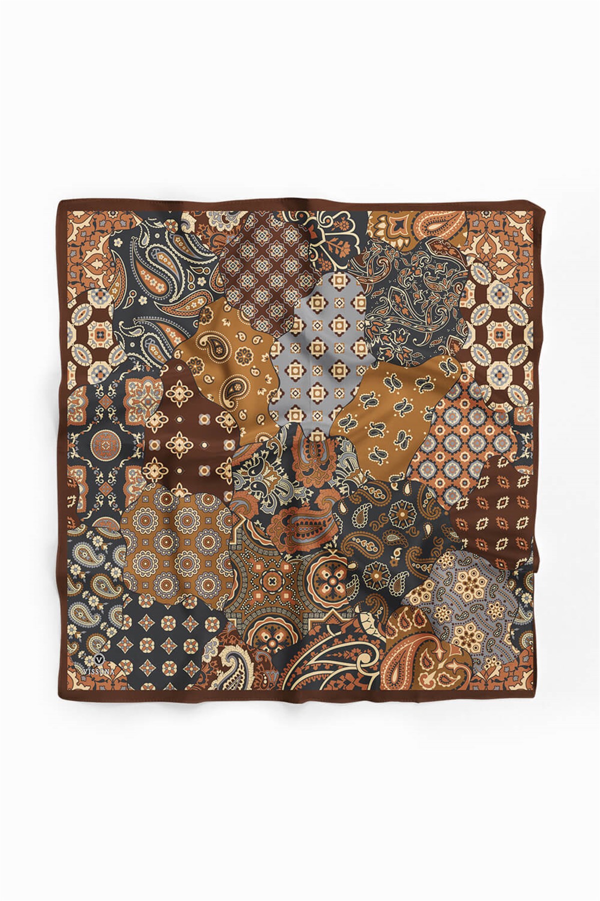 %100 İpek Etnik Desenli Kadın Bandana