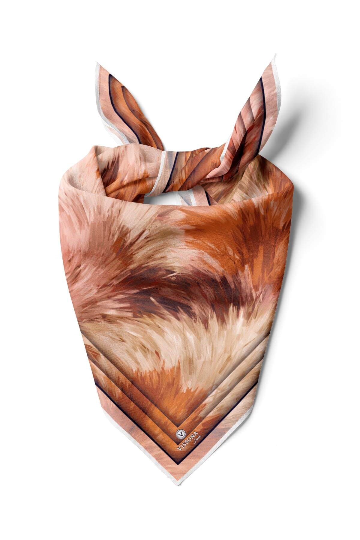 %100 İpek Kadın Desenli Bandana 80x80