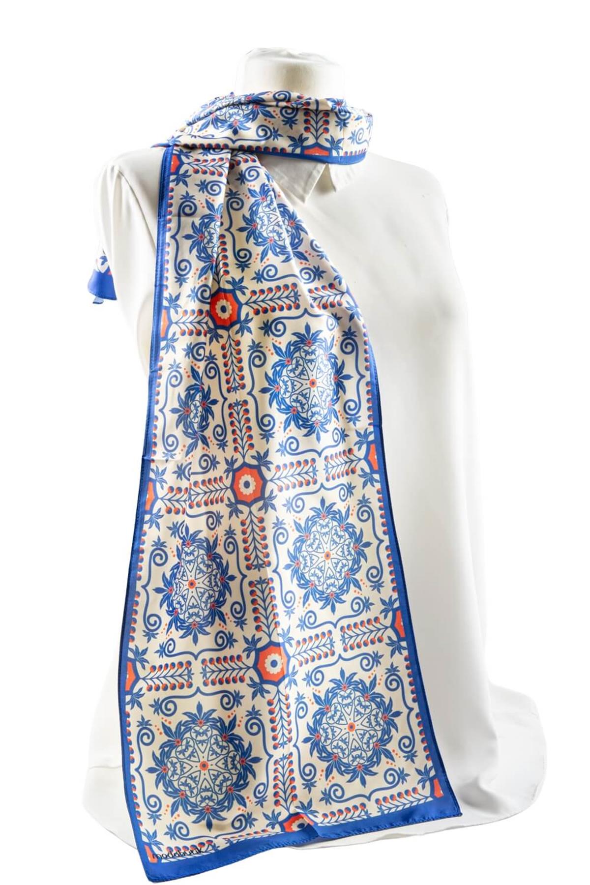 Modabutik Mavi Desenli Kadın Fular