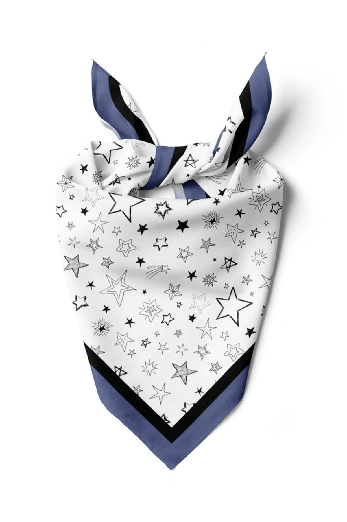E9 Kadın Yıldız Desenli 50x50 Bandana HYL DG01117-22