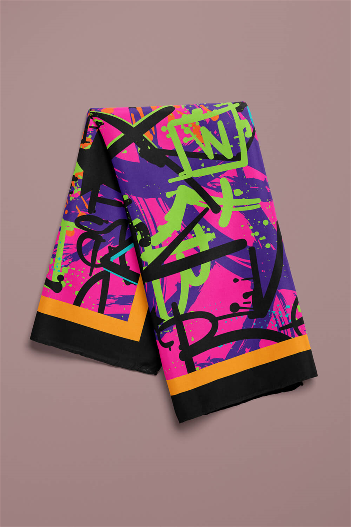 B35 Kadın Pembe The X Desenli 50x50 Bandana DG0823-22