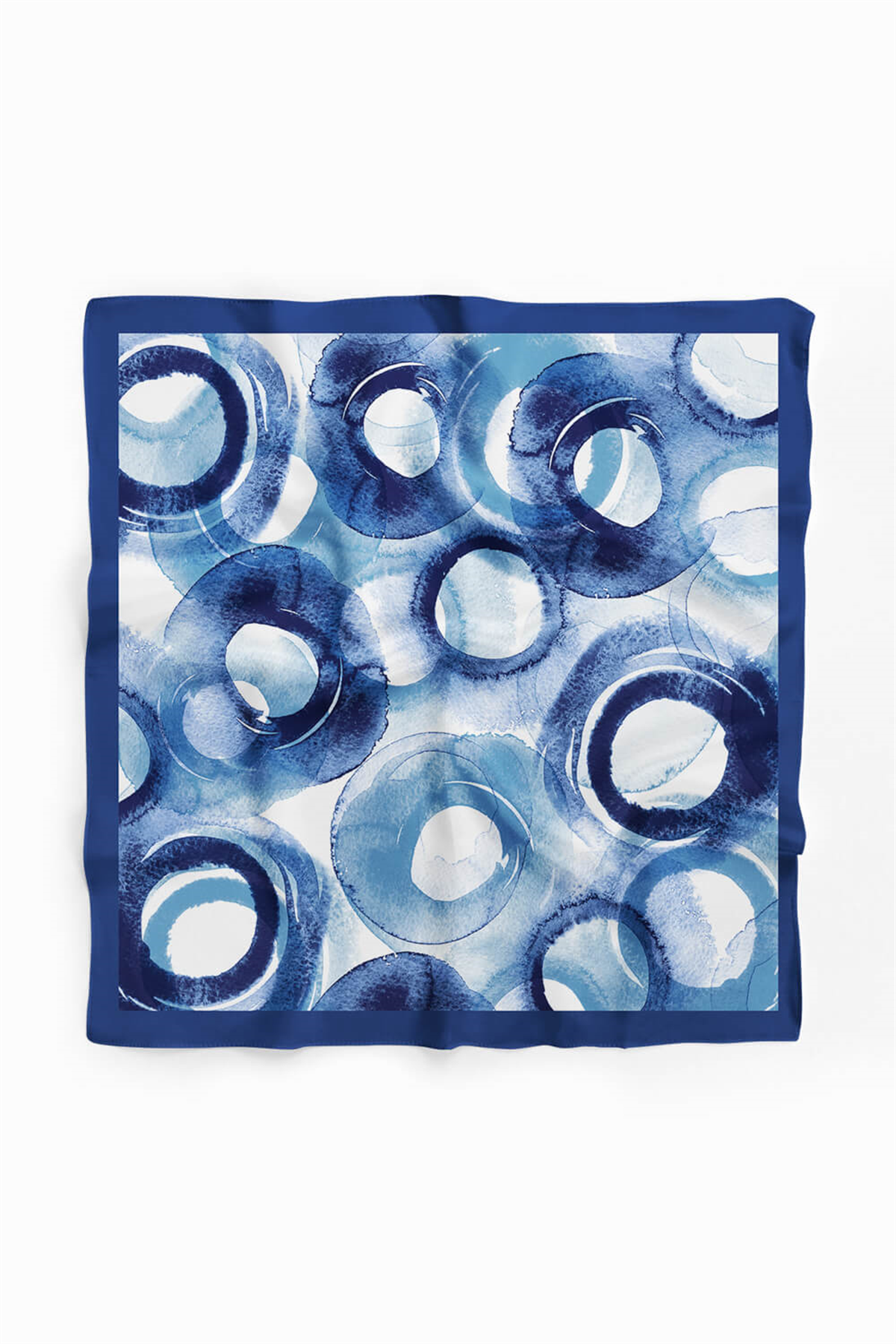Kadın Halka Desenli Bandana 50x50 Mavi Beyaz DG0423-22