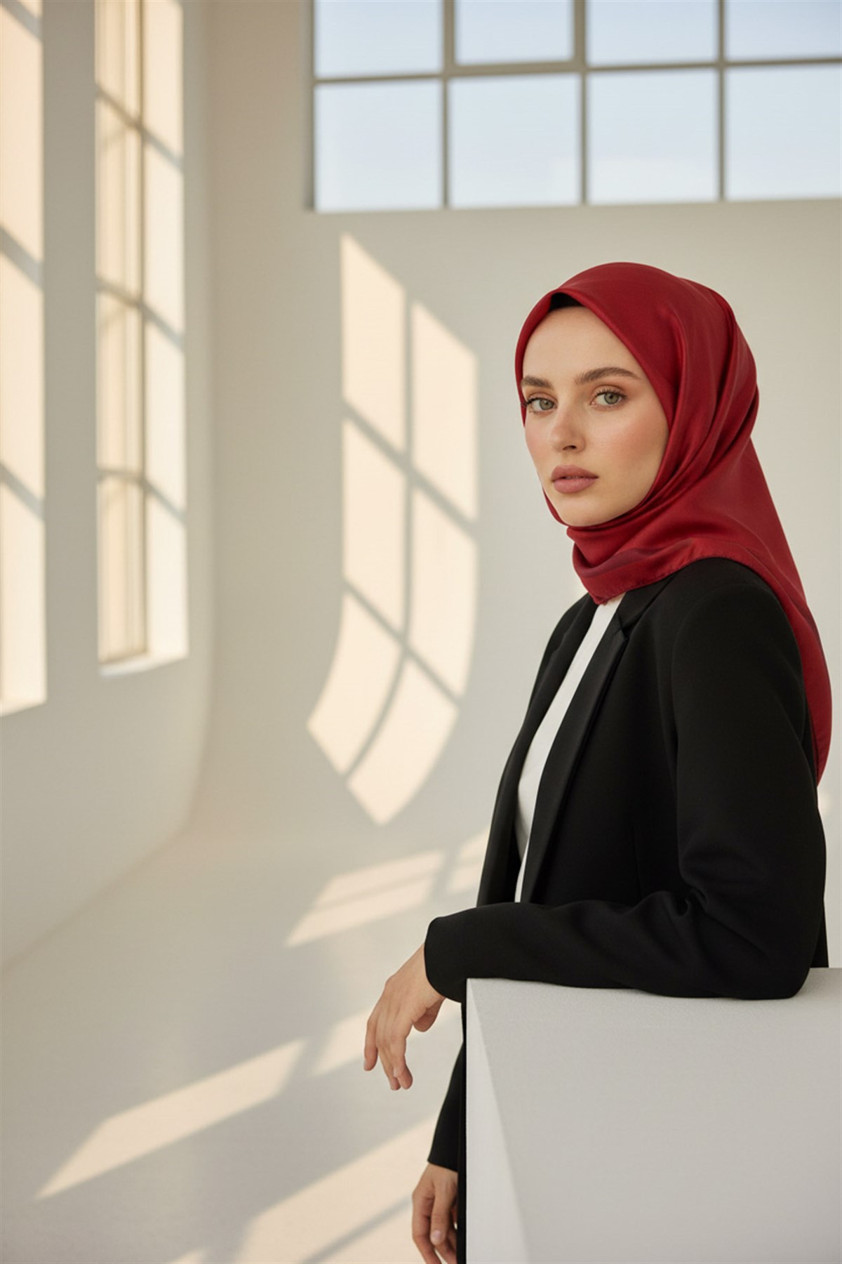 100% Twill İpek Düz Renk Bordür Desenli Bordo Renkli Daha Tok Exclusive Serisi 90x90 Dikim Şekli : El Dikişi Eşarp