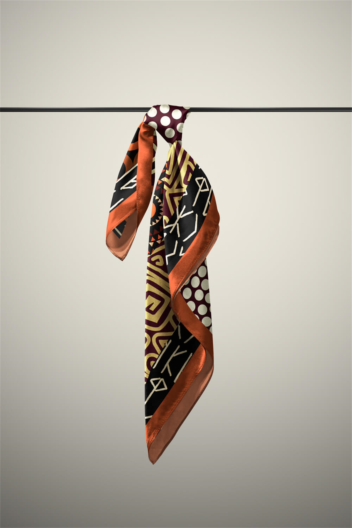 E96 Kadın Etnik Desenli Bandana 50x50 DG0253-22