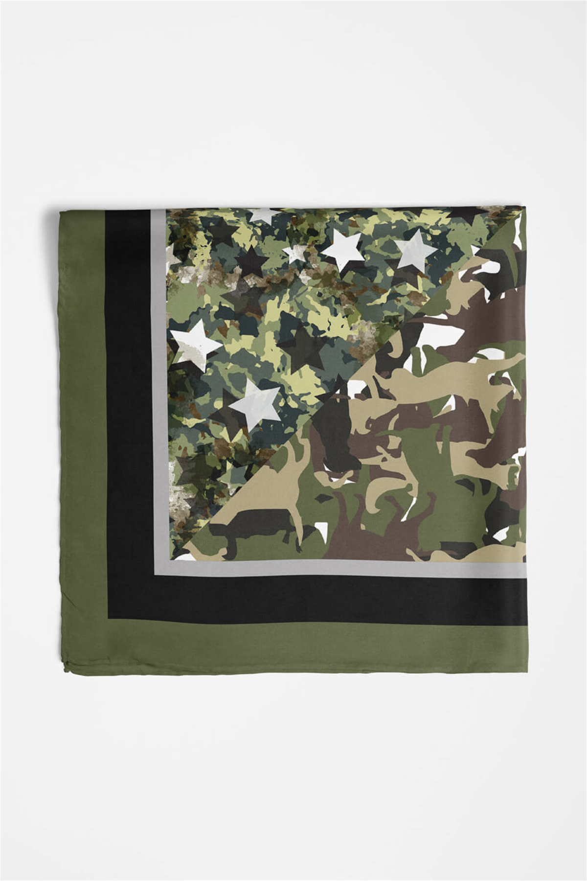 G30 Kadın Haki Animals Desenli 50x50 Bandana Dg01449-22