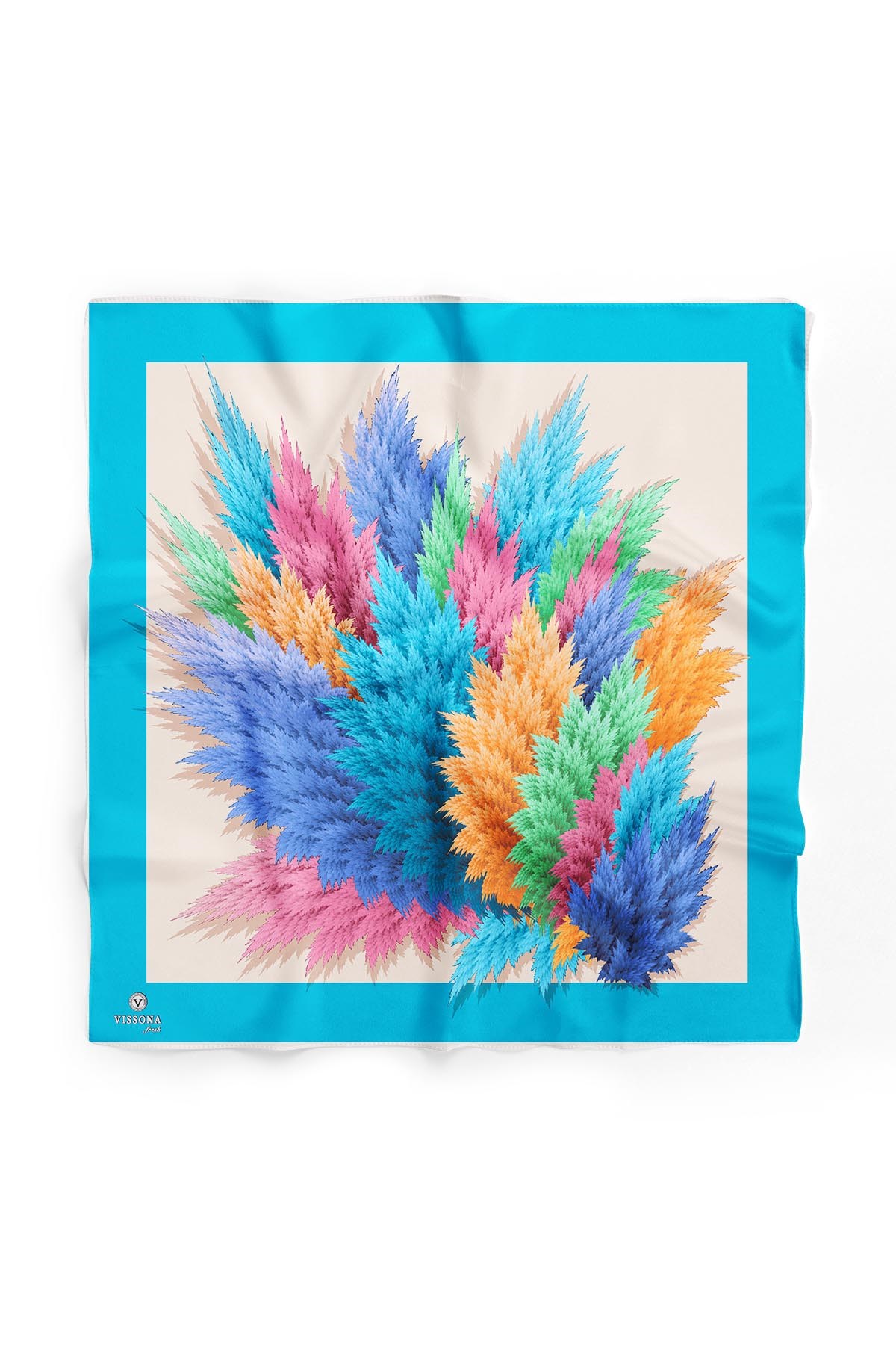 %100 İpek Kadın Desenli Bandana 80x80