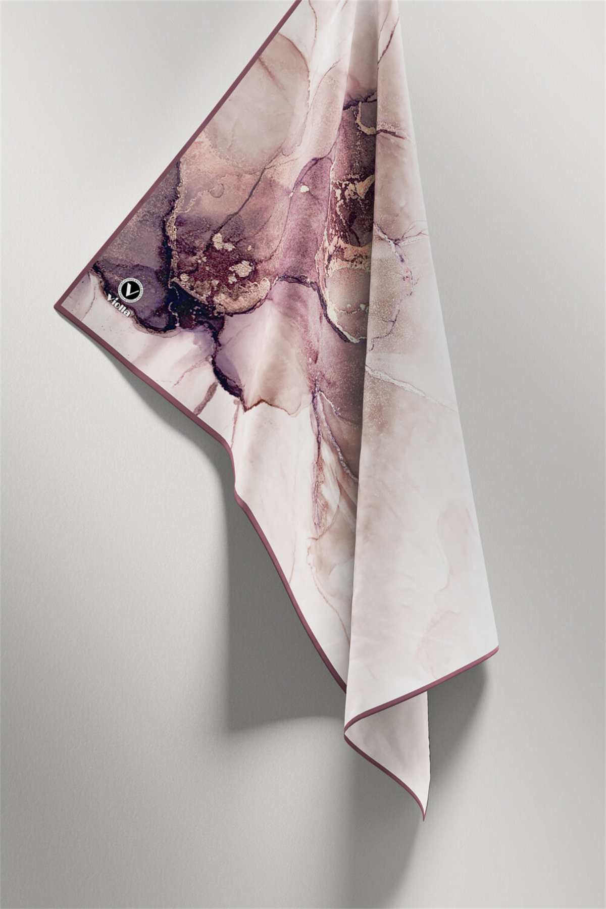 Twill Batik Desenli Gül Kurusu Renkli 90x90 Eşarp (İpek İçermez) Kenar Dikiş Şekli El Dikişli